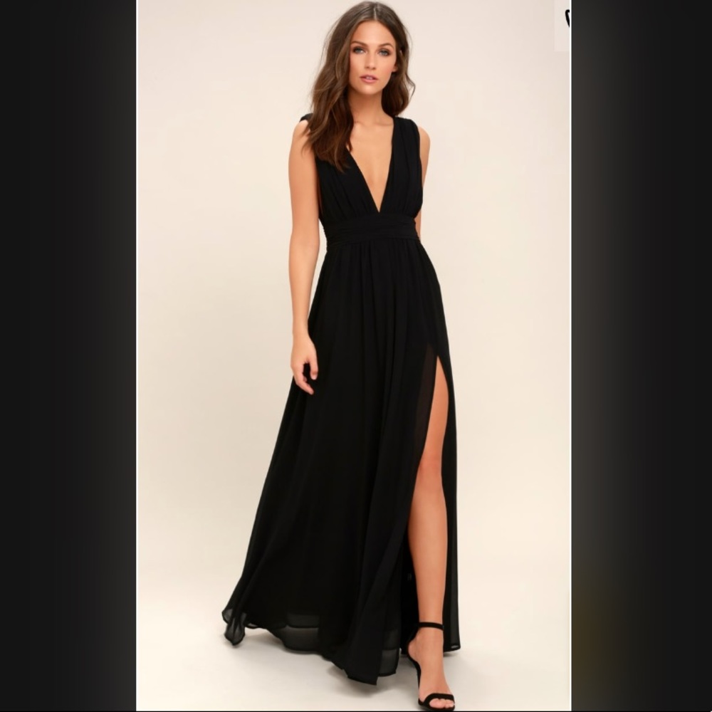 Lulus Heavenly Hues Black Maxi Dress